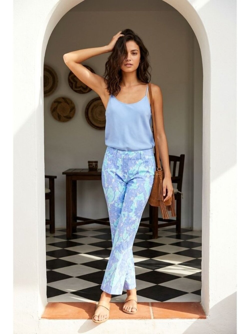 Lilly Pulitzer Blue Print Pants Size 2 Cotton Blend Casual Wear (SKU#2141)